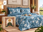 Printed Floral Bedding Set in Blue