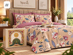 Printed Floral Bedding Set in Peach