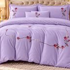 Royal Embroidered King Size 4 Piece Comforter Set in Lavender