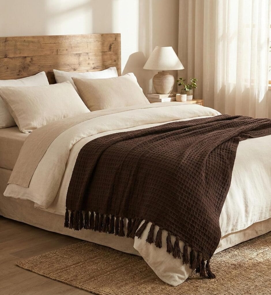 Chocolate fringed throw