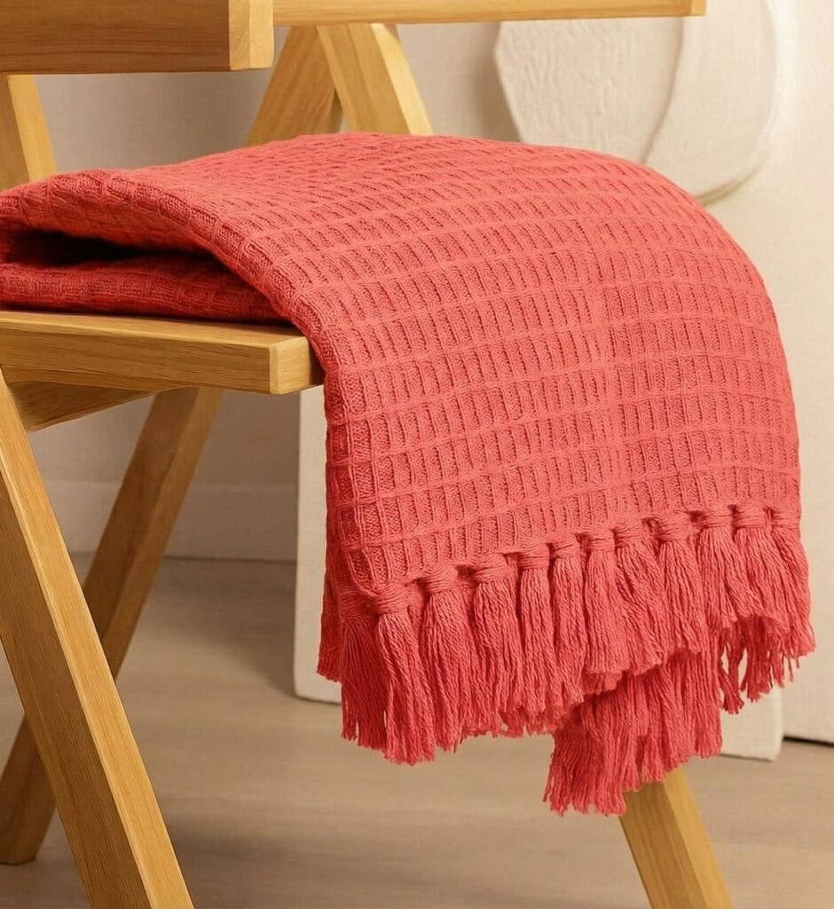 Coral textured throw