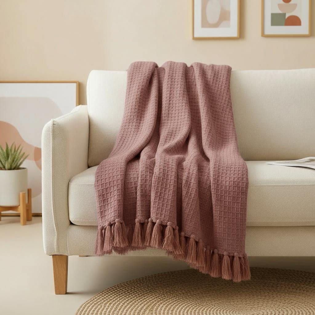 Dusty rose textured throw