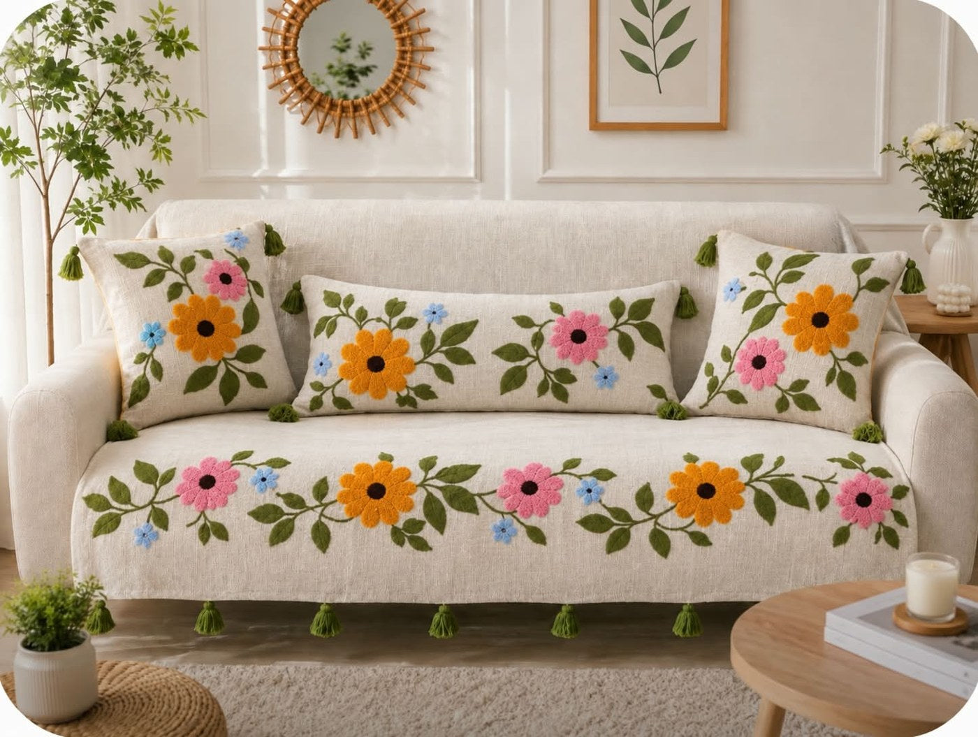 Floral sofa cover