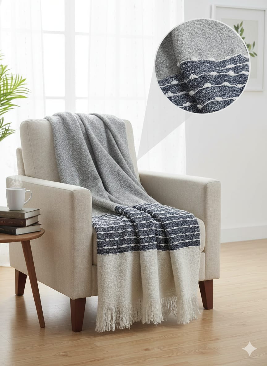 Grey border throw