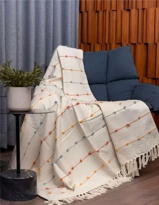 Ivory patterned throw