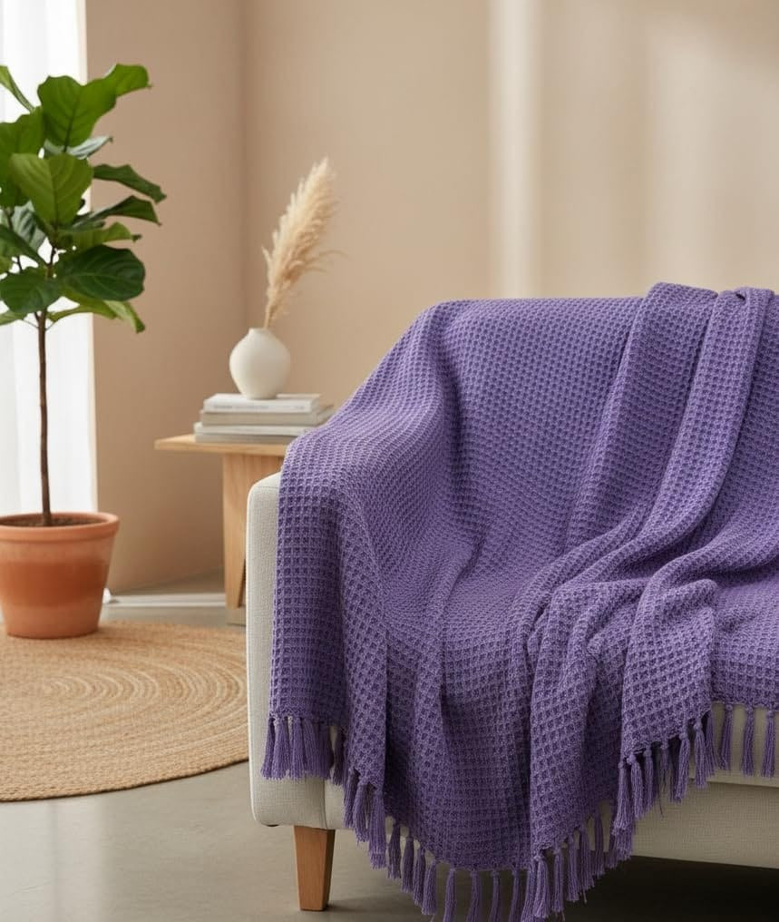 Lavender textured throw