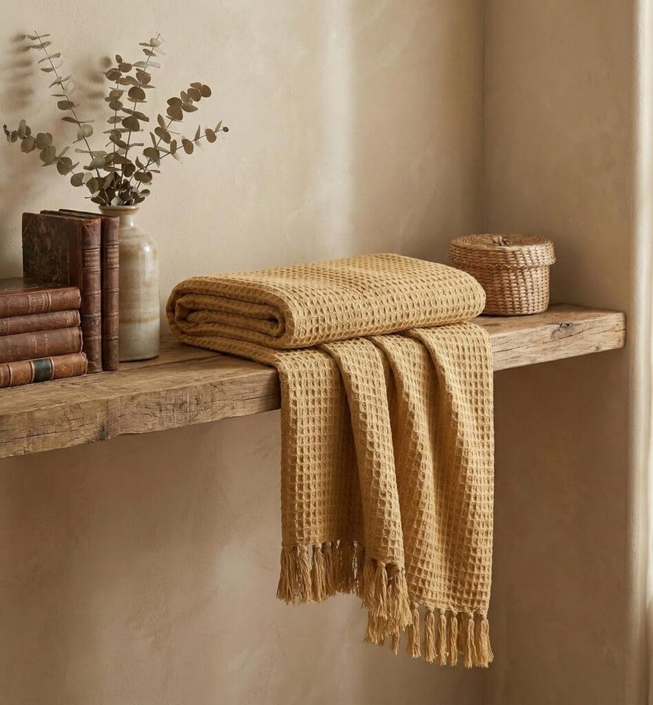 Ochre textured throw