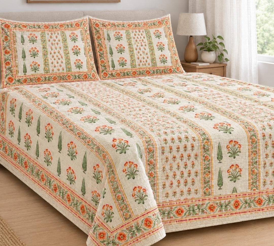 Peach botanical bedding