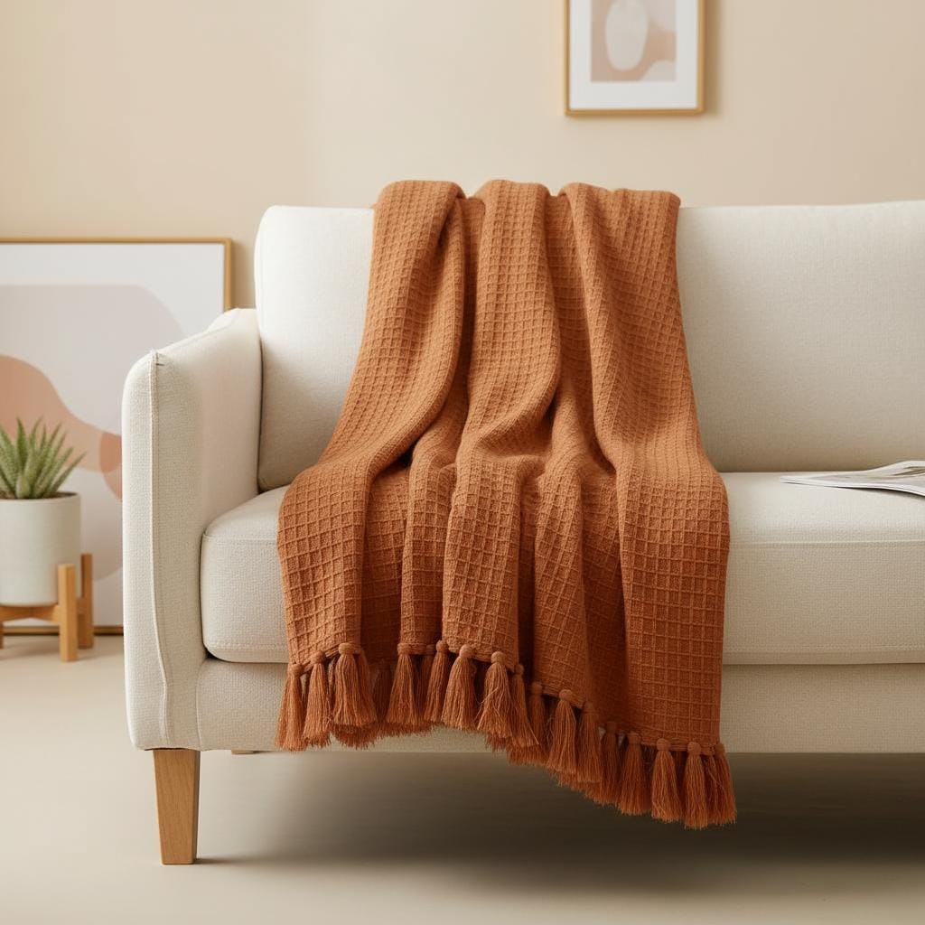 Rust textured throw